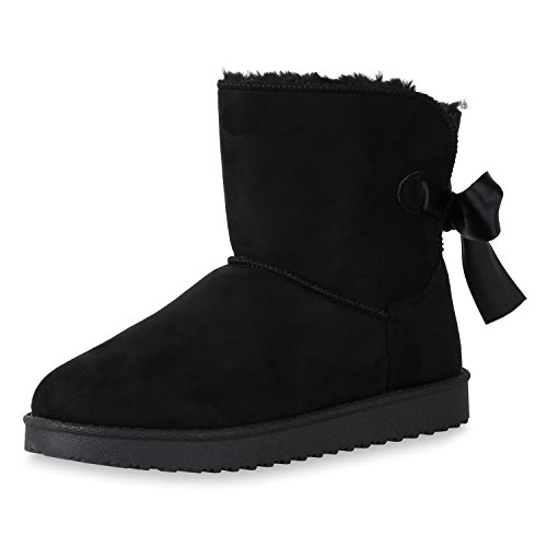 SCARPE VITA Warm Gefütterte Damen Stiefeletten Schlupfstiefel Boots Schleifen 165732 Schwarz Warm Gefüttert 39 von SCARPE VITA