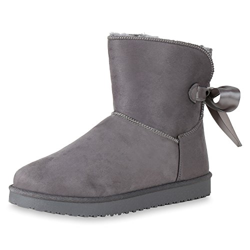 SCARPE VITA Warm Gefütterte Damen Stiefeletten Schlupfstiefel Boots Schleifen 165735 Grau Warm Gefüttert 40 von SCARPE VITA