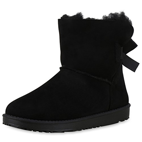 SCARPE VITA Warm Gefütterte Damen Stiefeletten Schlupfstiefel Boots Schuhe 132228 Schwarz Schleifen Warm Gefüttert 38 von SCARPE VITA