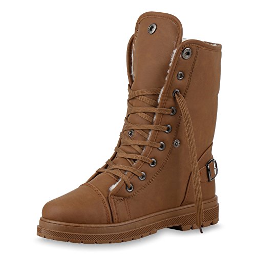SCARPE VITA Warm Gefütterte Damen Stiefeletten Worker Boots Outdoor Schuhe 150386 Braun Braun Schnallen 37 von SCARPE VITA