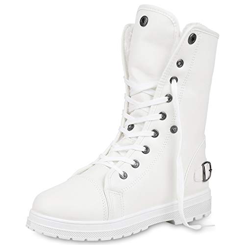 SCARPE VITA Warm Gefütterte Damen Stiefeletten Worker Boots Outdoor Schuhe 165344 Weiss Schnallen 37 von SCARPE VITA