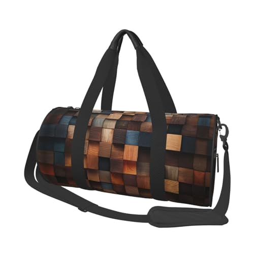 Bunte Holz bedruckte Reisetasche Sport Turnbeutel, leichte strapazierfähige Rucksack Workout Tasche Runde Yoga Tasche, Buntes Holz, Einheitsgröße von SCAUA