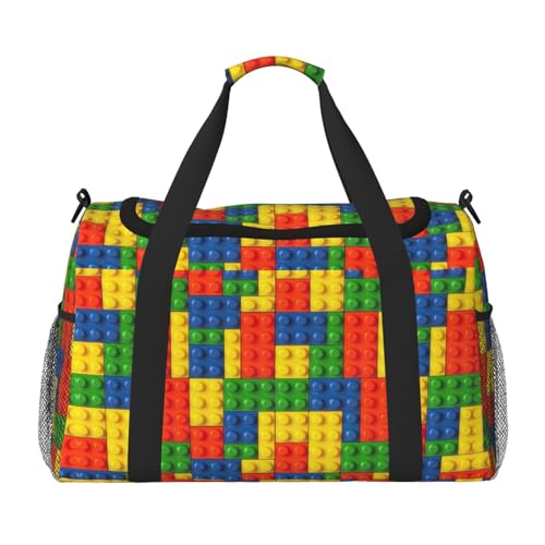 Colorful Brick Handheld Crossbody Reisetasche Weekender Bag Carry Travel Bag Duffle Bag Gym Bag for Men Women, Schwarz , Einheitsgröße von SCAUA