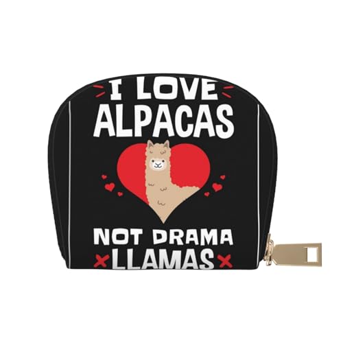 I Love Alpacas kleines Kartenetui mit Reißverschluss für Damen/Herren, PU-Leder, Kartenfach, Kreditkartenetui, I Love Alpakas, Einheitsgröße von SCAUA