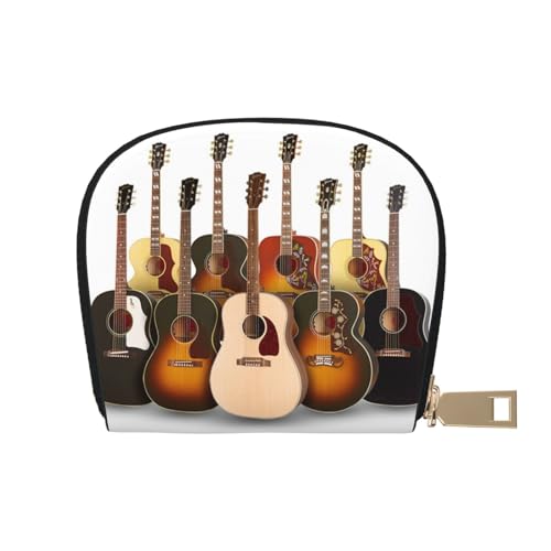Kleines Gitarren-Etui mit Reißverschluss für Damen/Herren, PU-Leder, Kartenfach, Kreditkartenetui, gitarre, Einheitsgröße von SCAUA