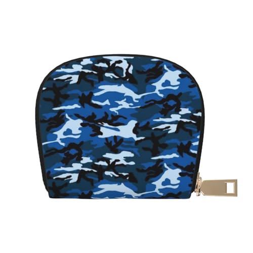 Kleines Kartenetui mit Reißverschluss, leuchtet im Dunkeln, für Damen/Herren, PU-Leder, Kartenfach, Kreditkartenetui, blau camouflage, Einheitsgröße von SCAUA