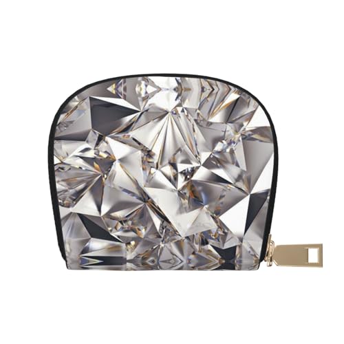 Kleines Kartenetui mit Reißverschluss für Damen/Herren, PU-Leder, Kartenfach, Kreditkartenetui, Glitzer, abstraktes Diamant-Kristallmuster, Einheitsgröße von SCAUA