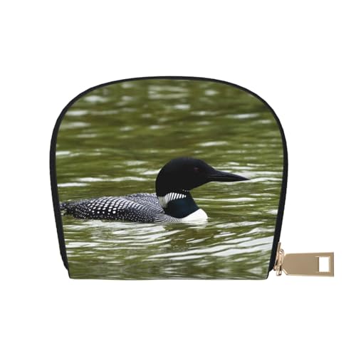 Kleines Kartenetui mit Reißverschluss für Damen/Herren, PU-Leder, Kartenfach, Kreditkartenetui, Loon Nature Bird, Einheitsgröße von SCAUA