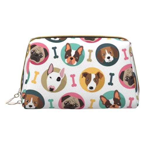 Niedliche Pekinese-Make-up-Tasche, tragbare Leder-Kosmetiktasche, Reise-Organizer, wasserdichte Kulturbeutel, Hundemuster, Einheitsgröße von SCAUA