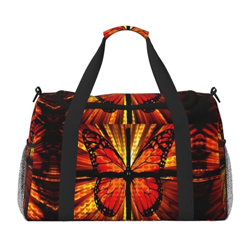 Orange Butterfly Handheld Crossbody Reisetasche Weekender Bag Carry Travel Bag Duffle Bag Gym Bag für Männer Frauen, Schwarz , Einheitsgröße Orange Butterfly Handheld Crossbody Reisetasche Weekender Bag Carry Travel Bag Duffle Bag Gym Bag für Männer Frauen, Schwarz , Einheitsgröße von SCAUA