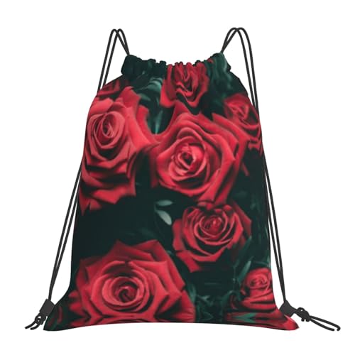 Red Rose Rucksack mit Kordelzug, wasserdicht, leicht, Sport, Fitness, Yoga, Reisen, Wandern, rote rose, Einheitsgröße, Reiserucksäcke von SCAUA