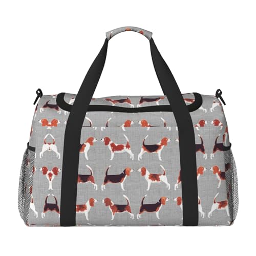 Reisetasche mit Beagle-Muster, Umhängetasche, Wochenendtasche, Reisetasche, Sporttasche für Damen und Herren, Schwarz , Einheitsgröße Reisetasche mit Beagle-Muster, Umhängetasche, Wochenendtasche, Reisetasche, Sporttasche für Damen und Herren, Schwarz , Einheitsgröße von SCAUA