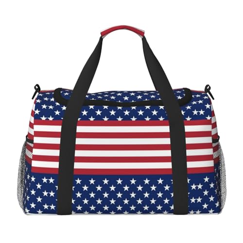 Reisetasche mit amerikanischer Flagge, Sterne, Streifen, Handtasche, Wochenendtasche, Reisetasche, Sporttasche für Männer und Frauen, Schwarz , Einheitsgröße Reisetasche mit amerikanischer Flagge, Sterne, Streifen, Handtasche, Wochenendtasche, Reisetasche, Sporttasche für Männer und Frauen, Schwarz , Einheitsgröße von SCAUA