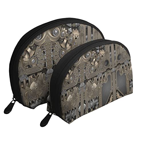 Steampunk Mechanische Zahnräder 2 Stück Kosmetiktaschen Reise Make-up Tasche Tragbare Clutch Pouch Kulturbeutel für Frauen, Steampunk-Mechanikgetriebe, Einheitsgröße von SCAUA