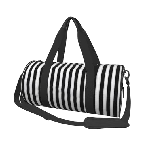 Weihnachten bedruckte Reisetasche Sport Turnbeutel, leicht, langlebig Rucksack Workout Tasche Runde Yoga Tasche, Schwarz und Weiß gestreift, Einheitsgröße von SCAUA