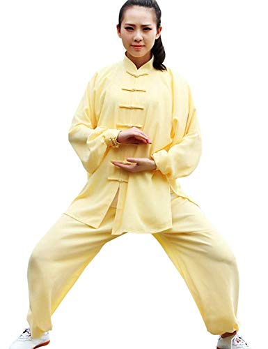 SCDXJ Tai Chi Kleidung Baumwolle Seide Männer und Frauen Praxis Kleidung Kampfsport Kleidung, Gelb - gelb - Größe: XX-Large von SCDXJ