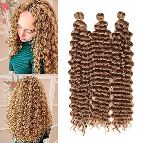 22 Zoll Deep Wave Häkelhaar Ocean Wave Häkelhaar 3 Packungen Deep Wave Lockig Flechten Haarverlängerungen für schwarze Frauen (27#, 22 Inch) von SCGHBK