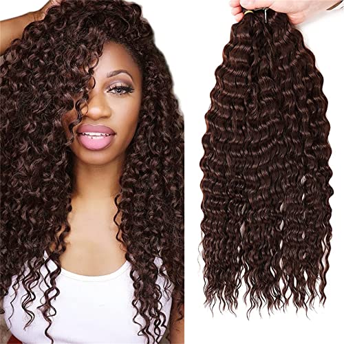 22 Zoll Deep Wave Häkelhaar Ocean Wave Häkelhaar 3 Packungen Deep Wave Lockig Flechten Haarverlängerungen für schwarze Frauen (33#, 28 Inch) von SCGHBK