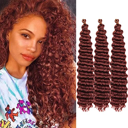 22 Zoll Deep Wave Häkelhaar Ocean Wave Häkelhaar 3 Packungen Deep Wave Lockig Flechten Haarverlängerungen für schwarze Frauen (350#, 28 Inch) von SCGHBK
