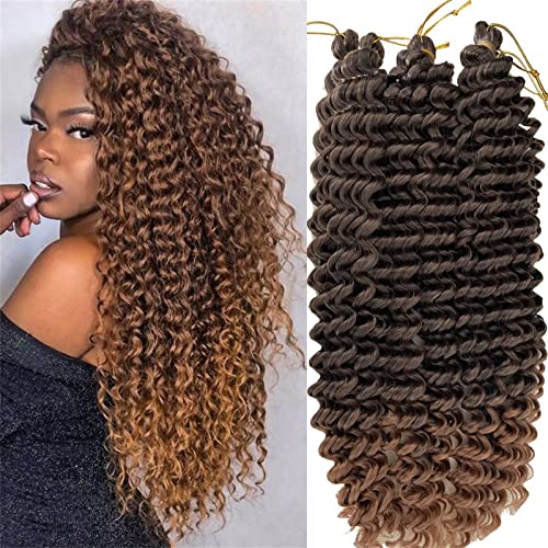 22 Zoll Deep Wave Häkelhaar Ocean Wave Häkelhaar 3 Packungen Deep Wave Lockig Flechten Haarverlängerungen für schwarze Frauen (T30, 28 Inch) von SCGHBK