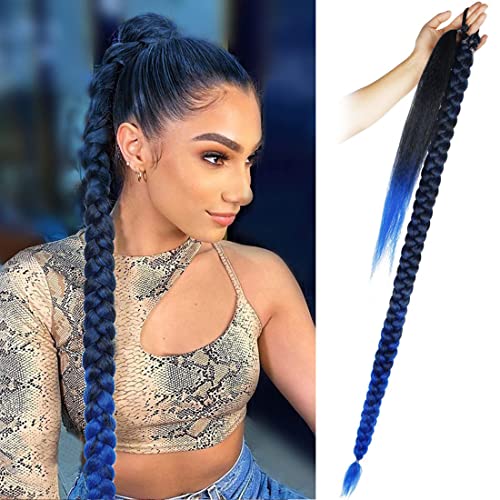 34 Zoll lange geflochtene Pferdeschwanz Verlängerung mit Haarbinde Gerade Wrap Around Haarverlängerungen Pferdeschwanz für Frauen Tägliche Kleidung (4207#) von SCGHBK