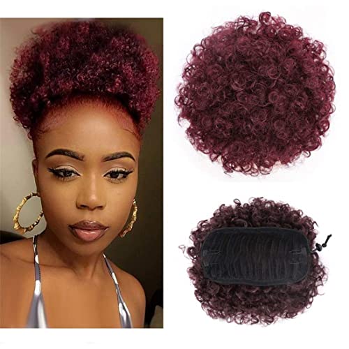 Afro Puff Kordelzug Pferdeschwanz Kinky Lockige Bun Haar Synthetische Kurze Erweiterungen Haarteile Updo Haar für Schwarze Frauen (TBUG) von SCGHBK