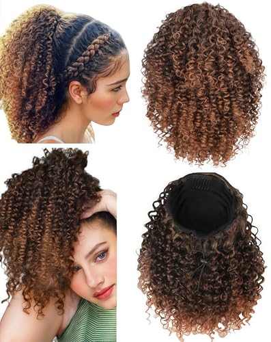 Curly Drawstring Ponytail Afro Kinky Curly Ponytail Short Wave Synthetic Ponytail Hair Extension for Black Women (1-30) von SCGHBK