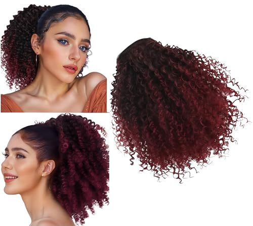 Curly Drawstring Ponytail Afro Kinky Curly Ponytail Short Wave Synthetic Ponytail Hair Extension for Black Women (1BTBUG) von SCGHBK