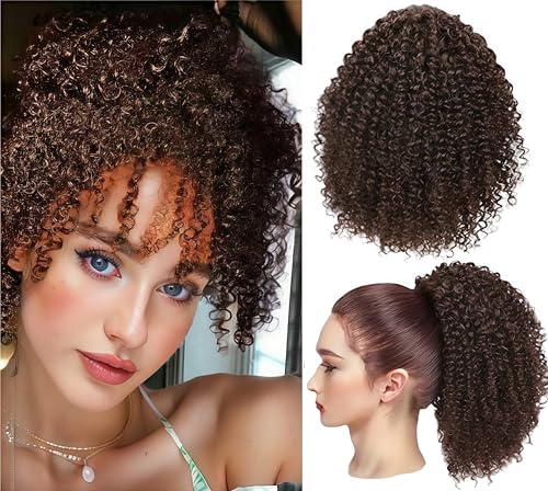 Curly Drawstring Ponytail Afro Kinky Curly Ponytail Short Wave Synthetic Ponytail Hair Extension for Black Women (4#) von SCGHBK