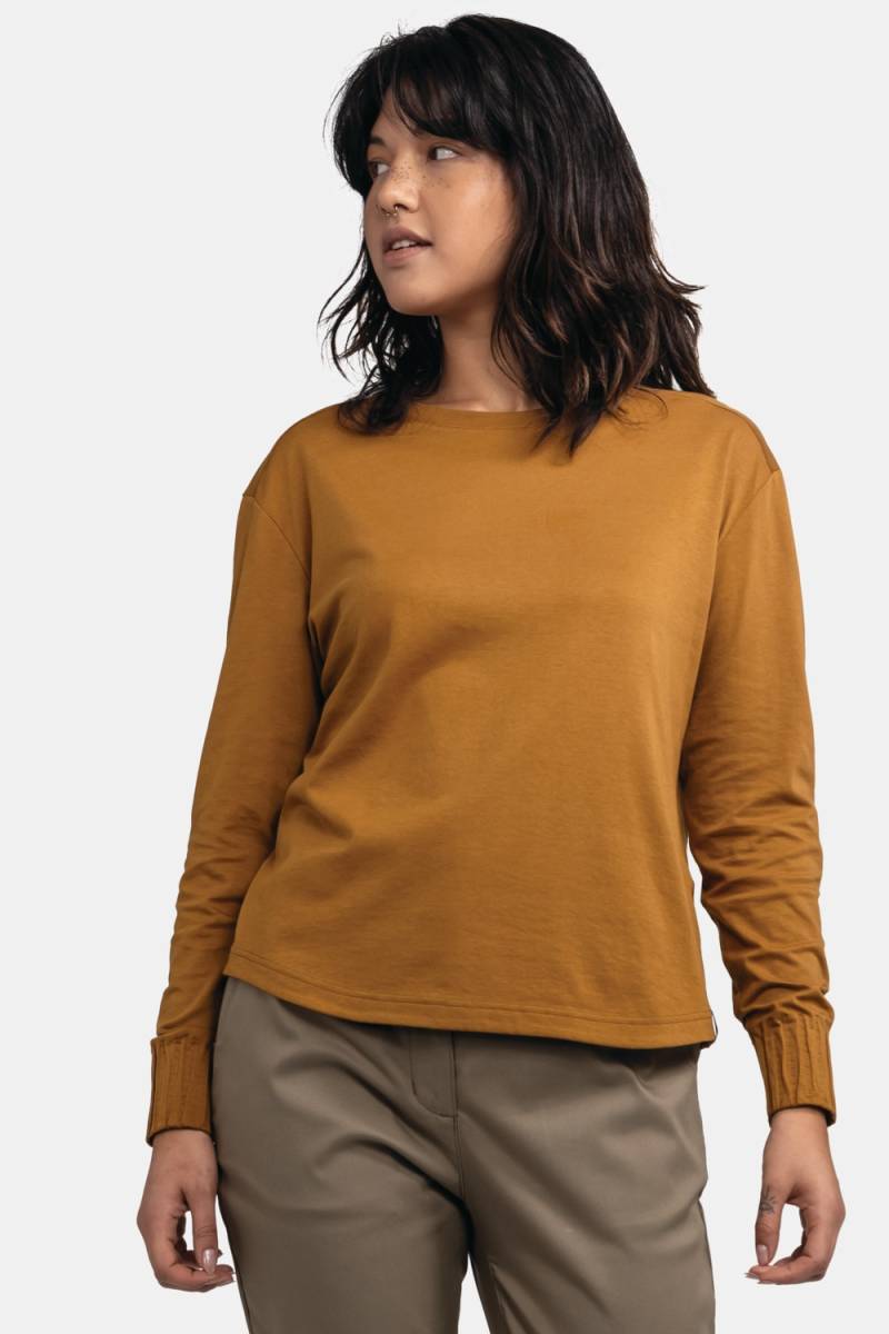 Große Größen T-Shirts/Tanks Urban Longsleeve Style Collada WMS, Damen, braun, Größe: 42, Baumwolle/Polyester, Happy Size DE Women von SCHOEFFEL