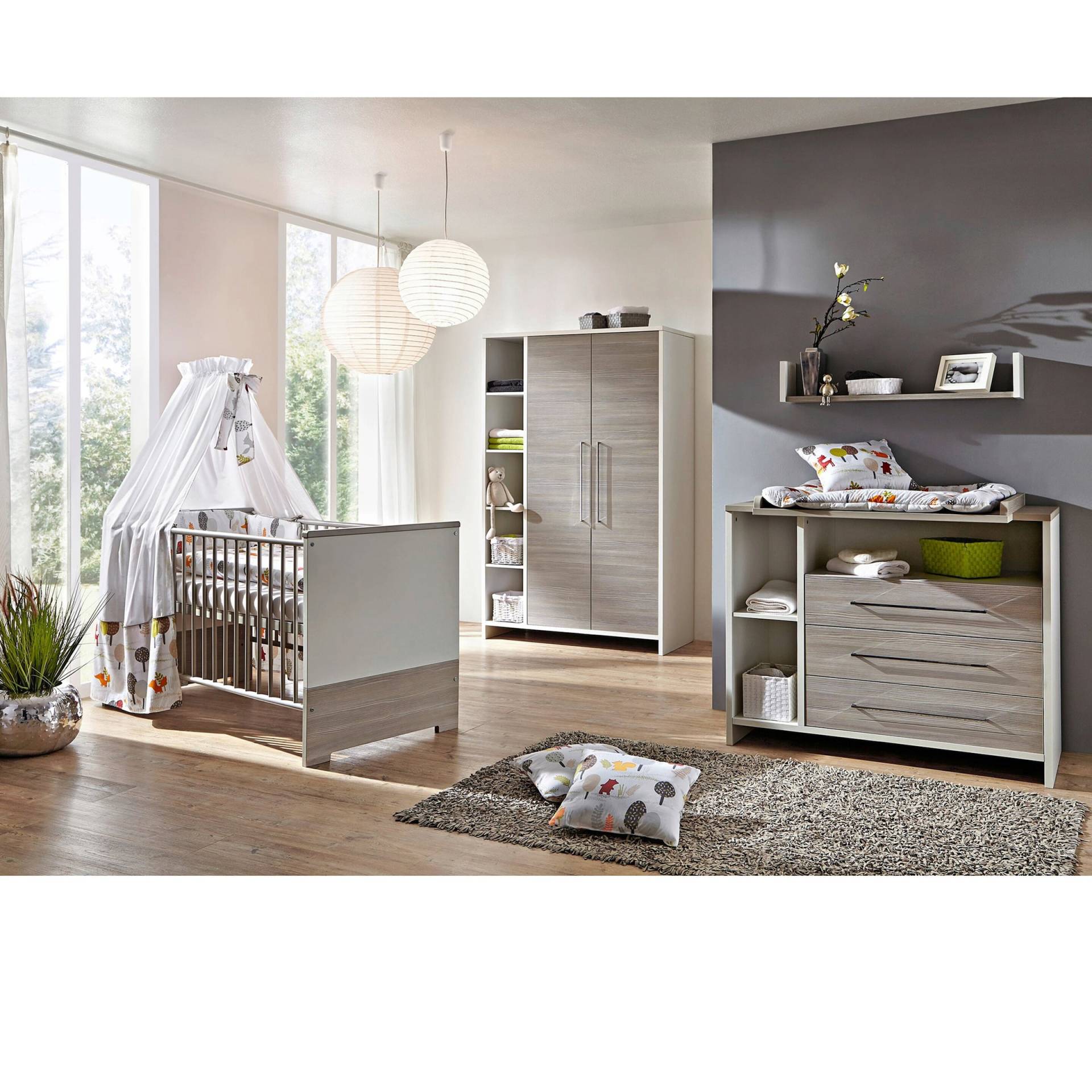 Schardt 3-tlg. Babyzimmer Eco Silber mit 2-türigem Kleiderschrank von Schardt