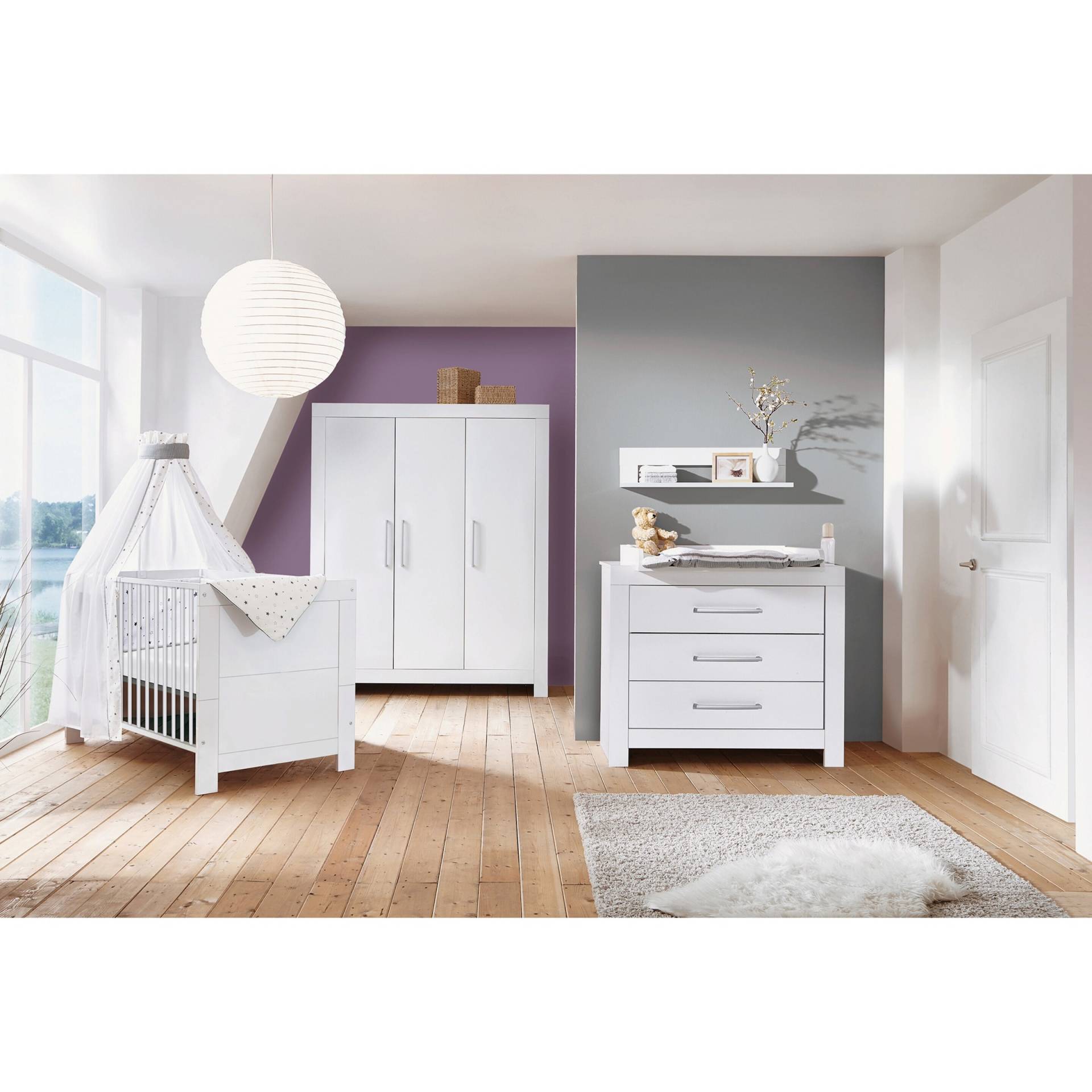 Schardt 3-tlg. Babyzimmer Nordic White mit 3-türigem Kleiderschrank von Schardt