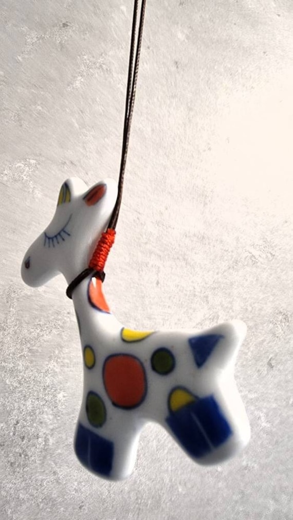 Alpaka Kette Mit Anhänger Halskette Schmuck Keramikschmuck von SCHAU1MALTreasures