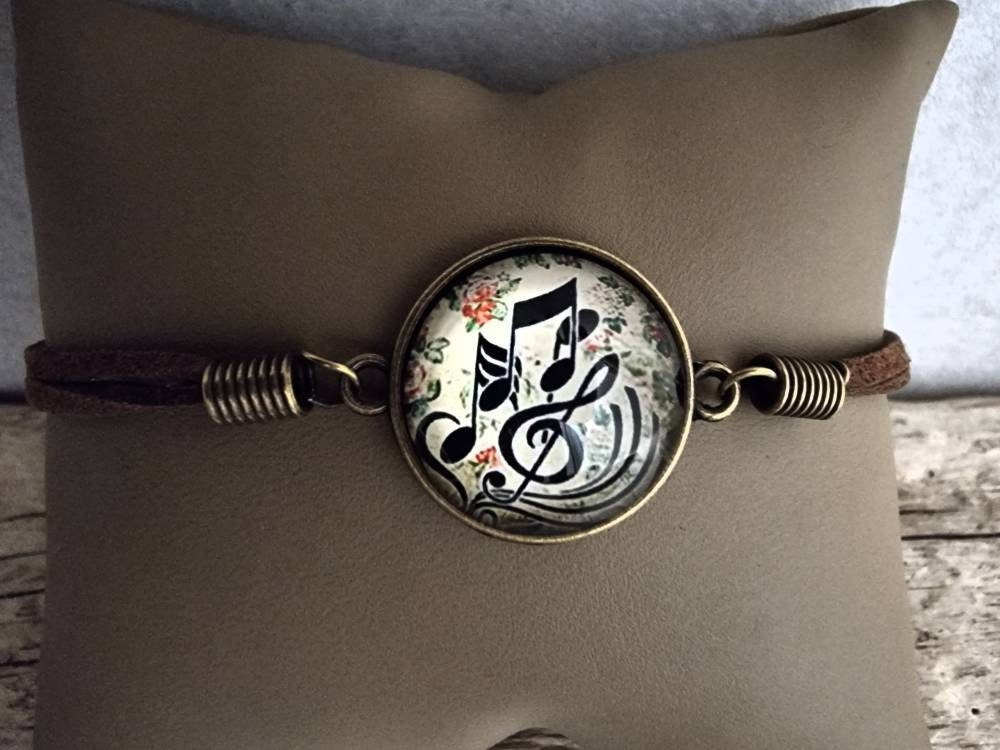Bracelet Leather Notes Music Flowers Buddha Jewelry Gift Mini Small Gifts von SCHAU1MALTreasures