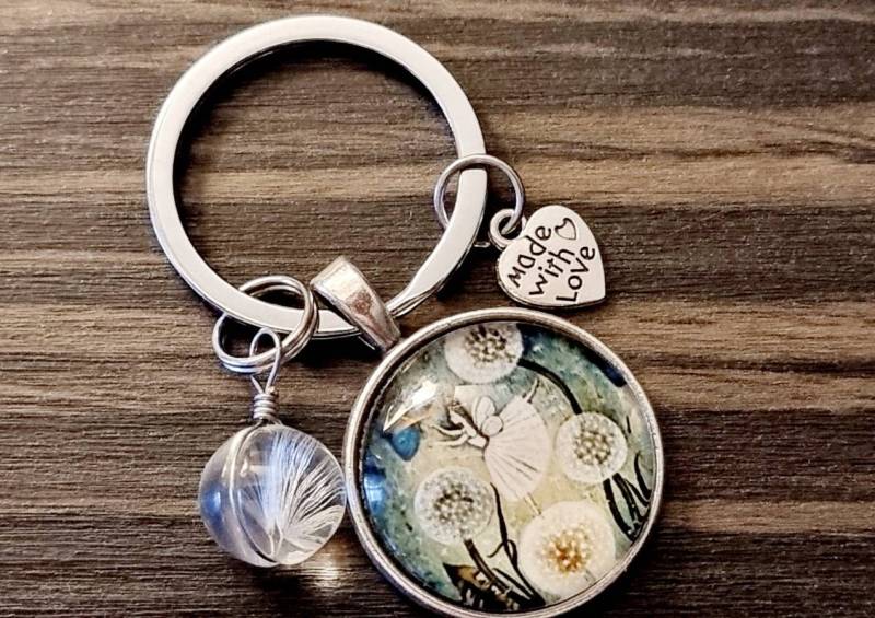 Dandelion Pusteblume Löwenzahn Halskette Schlüsselanhänger Lesezeichen Minigeschenk Liebe Valentinstag von SCHAU1MALTreasures