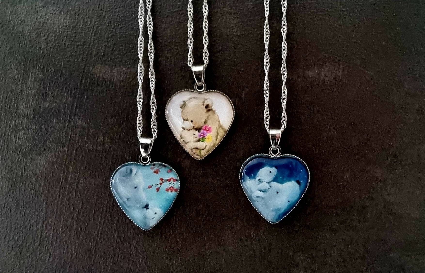 Halskette Herzanhänger Silberkettchen Bär Kinderschmuck von SCHAU1MALTreasures