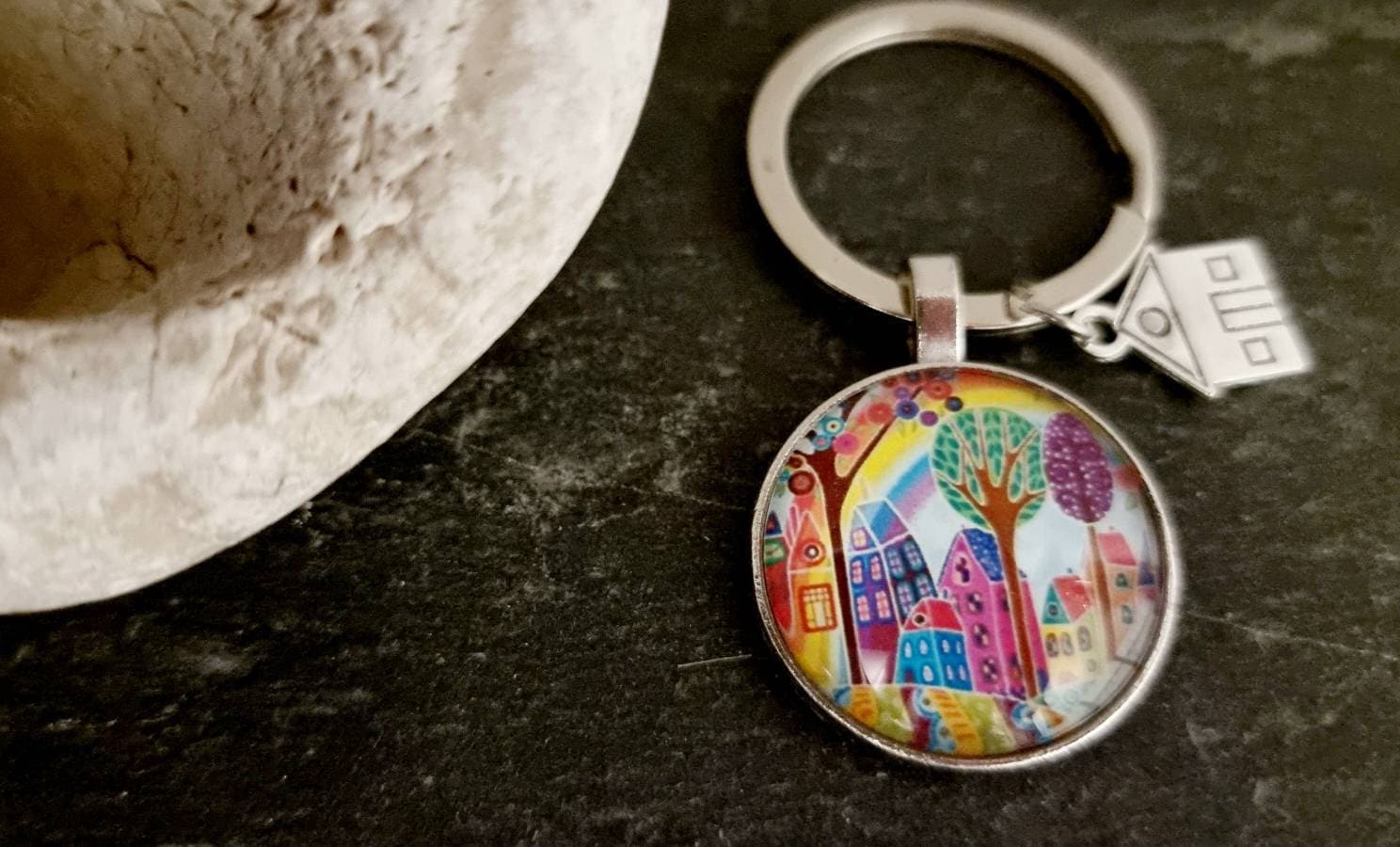 Schlüsselanhänger Neues Heim Gleichenfeier Haus Wohnung Keyring Airbnb Richtfest Einweihungsfeier Party Geschenk von SCHAU1MALTreasures