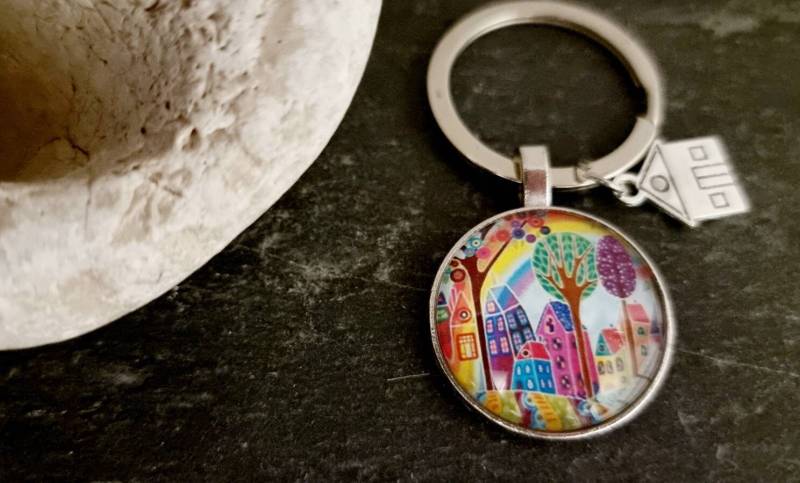 Schlüsselanhänger Neues Heim Gleichenfeier Haus Wohnung Keyring Airbnb Richtfest Einweihungsfeier Party Geschenk von SCHAU1MALTreasures