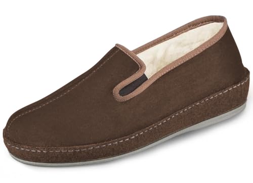 SCHAWOS Herren Filz Hausschuh 6070 warm gefüttert Schurwolle mit Fußbett Feste Sohle rutschhemmend (Braun, eu_Footwear_Size_System, Adult, Men, Numeric, medium, Numeric_42) von SCHAWOS