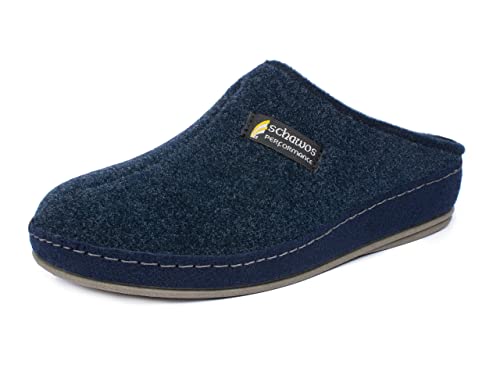 SCHAWOS Herren Filz Hausschuh 6030 warm gefüttert Schurwolle mit Fußbett feste Sohle rutschhemmend (Marine (24W), 40 EU, Numeric_40) von SCHAWOS
