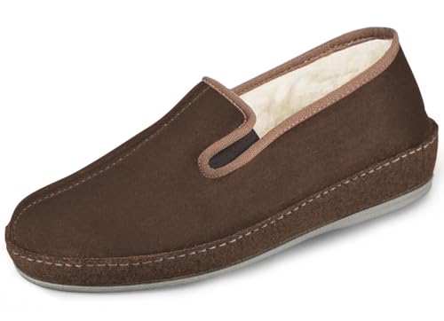 SCHAWOS Herren Filz Hausschuh 6070 warm gefüttert Schurwolle (Braun, eu_Footwear_Size_System, Adult, Men, Numeric, medium, Numeric_41) von SCHAWOS