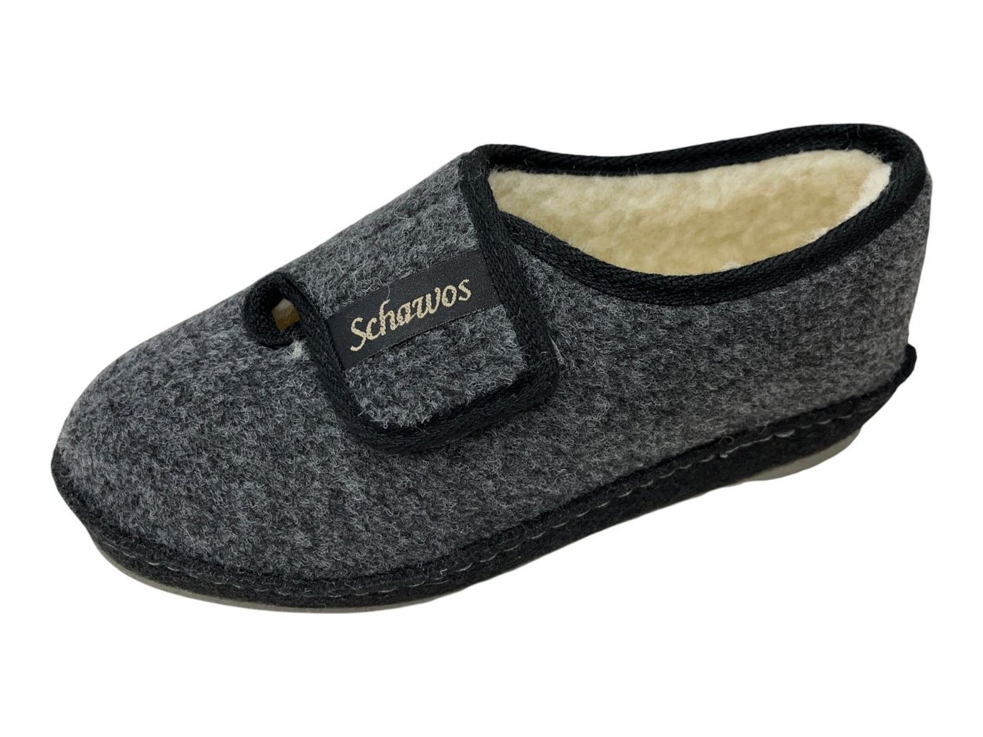 SCHAWOS Schawos Damen Hausschuh 2064-24 schwarz/dk grau Hausschuh von SCHAWOS