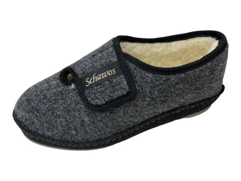 SCHAWOS Schawos Damen Hausschuh 2064-24 schwarz/dk grau Hausschuh von SCHAWOS