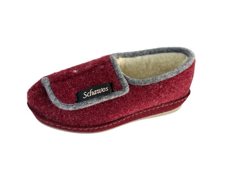 SCHAWOS Schawos Damen Hausschuh 2072-4 bordo Hausschuh von SCHAWOS