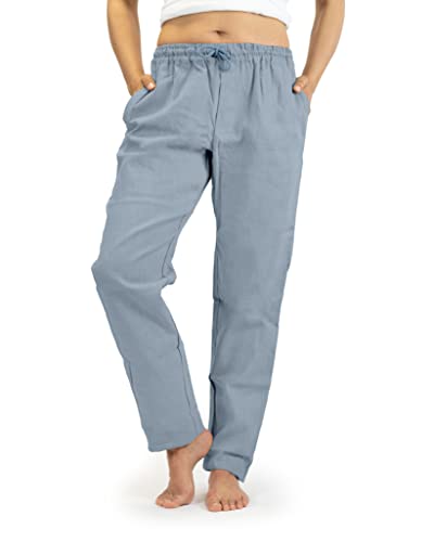 SCHAZAD Leinenhose Chino Frauen, Made in Germany (M, taubenblau) von SCHAZAD