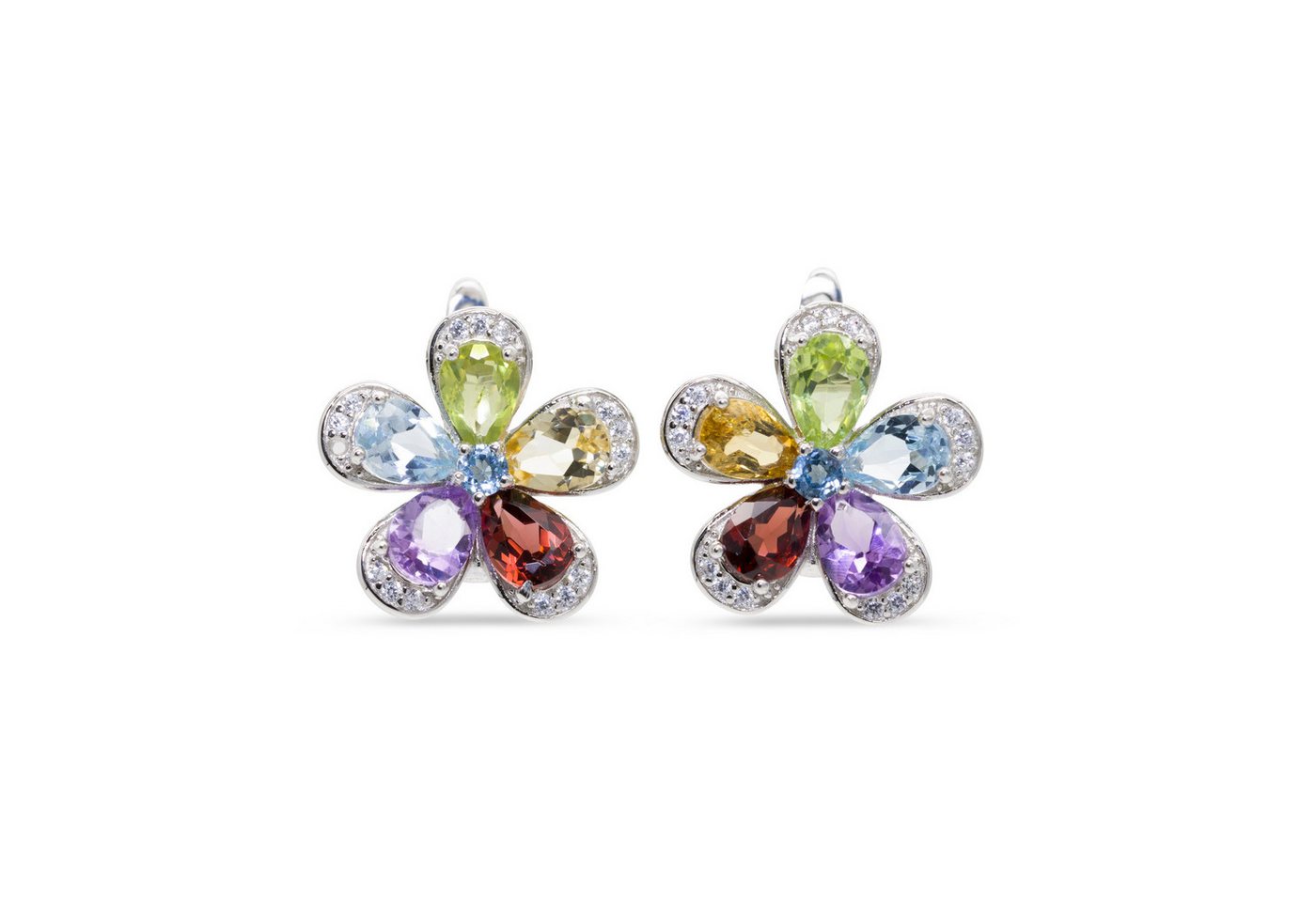 SCHEPPE SCHMUCK Ohrstecker-Set Damen - echte Edelsteine - 925 Sterling Silber - Blume Blüte (2-tlg., incl. Schmuckbox) von SCHEPPE SCHMUCK