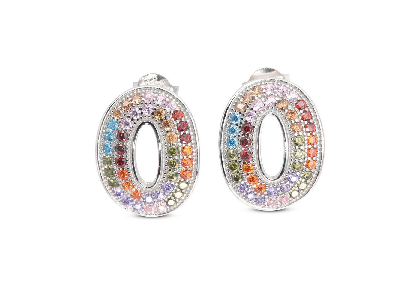 SCHEPPE SCHMUCK Ohrstecker-Set Ohrstecker 925 Sterling Silber mit je 42 Cubic Zirkonia Steinen (Set, incl. Schmuckschachtel), 15,4mm hoch und 12,2mm breit von SCHEPPE SCHMUCK