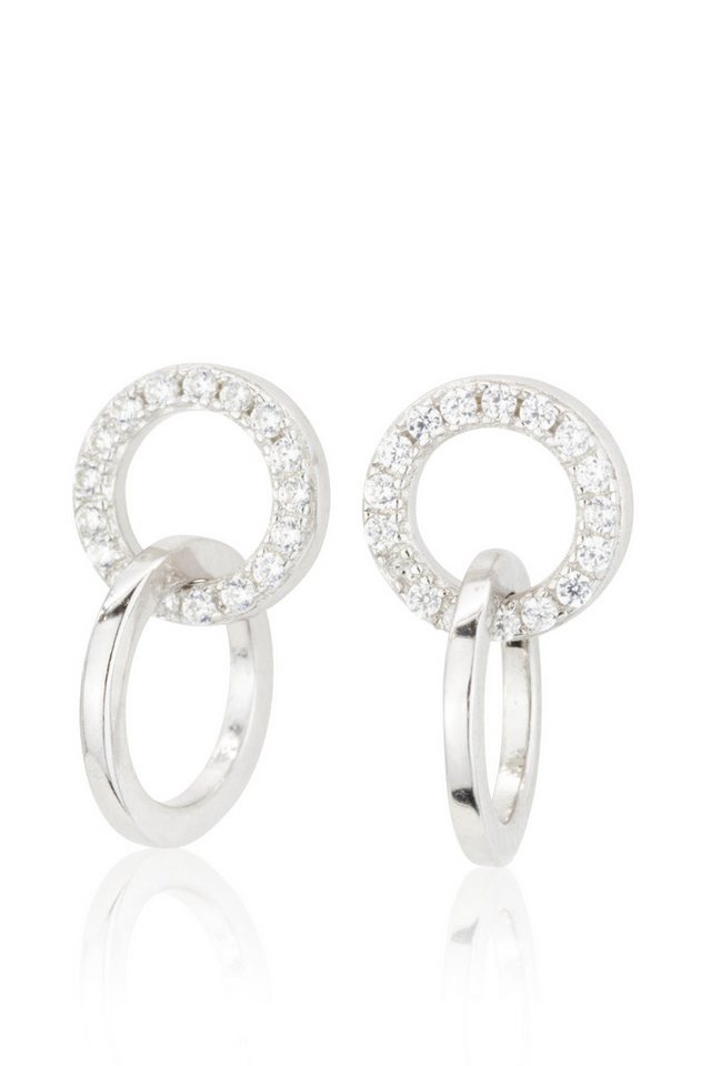 SCHEPPE SCHMUCK Paar Ohrstecker Ohrhänger - Ringe - 925 Sterling Silber - mit je 17 Cubic Zirkonia (2-tlg., incl. Schmuckschachtel), 1,35 x 0,75 x 0,4 cm von SCHEPPE SCHMUCK