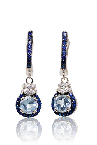 SCHEPPE SCHMUCK - Damen Ohrring Ohrhänger Creole Huggie - 925 Sterling Silber - Edelstein Topas - Cubic Zirkonia weiß/saphir SCHEPPE SCHMUCK - Damen Ohrring Ohrhänger Creole Huggie - 925 Sterling Silber - Edelstein Topas - Cubic Zirkonia weiß/saphir von SCHEPPE