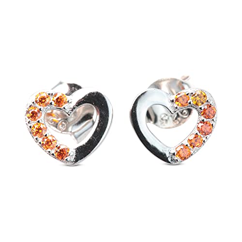 SCHEPPE SCHMUCK - Damen Ohrring Ohrstecker - 925 Sterling Silber - Herz - mit je 6 Cubic Zirkonia (orange) von SCHEPPE